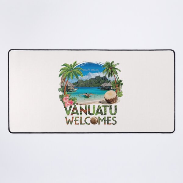 Item preview, Vanuatu Welcomes Flag Map Yasur volcano, Efate island,  designed and sold by AnimalsDH305.