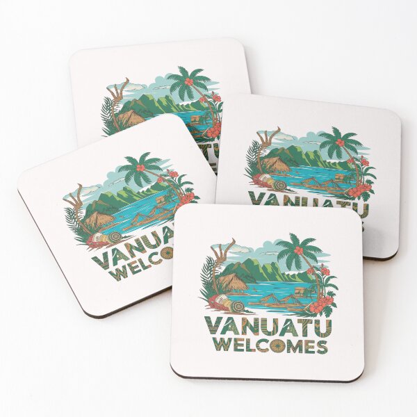 Item preview, Vanuatu Welcomes Flag Map Yasur volcano, Efate island, designed and sold by AnimalsDH305.