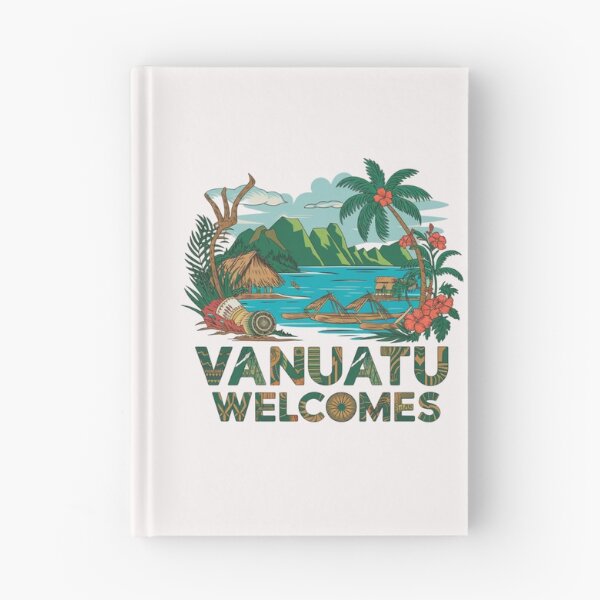 Item preview, Vanuatu Welcomes Flag Map Yasur volcano, Efate island,  designed and sold by AnimalsDH305.