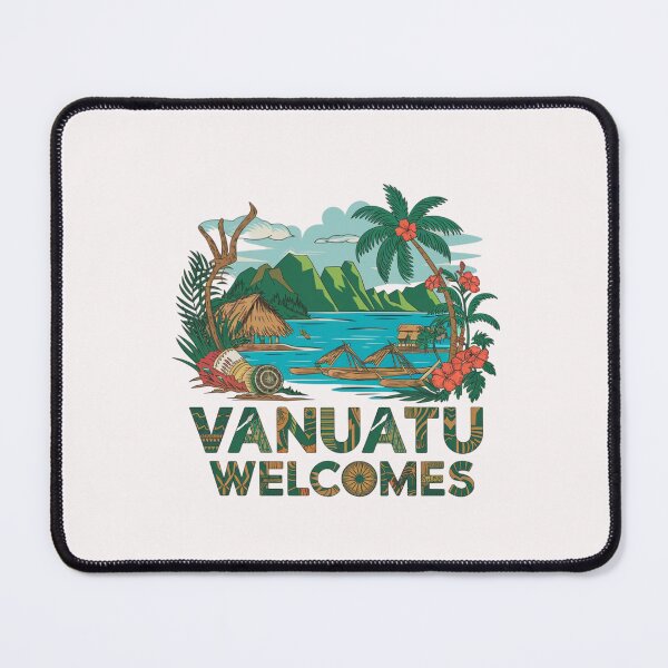 Item preview, Vanuatu Welcomes Flag Map Yasur volcano, Efate island, designed and sold by AnimalsDH305.