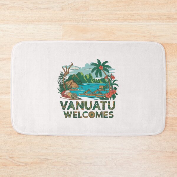Item preview, Vanuatu Welcomes Flag Map Yasur volcano, Efate island,  designed and sold by AnimalsDH305.