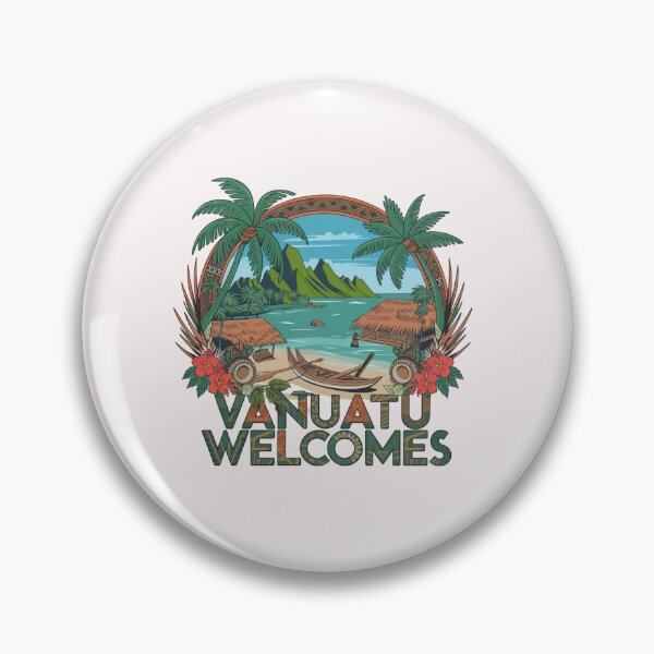 Item preview, Vanuatu Welcomes Flag Map Yasur volcano, Efate island,  designed and sold by AnimalsDH305.