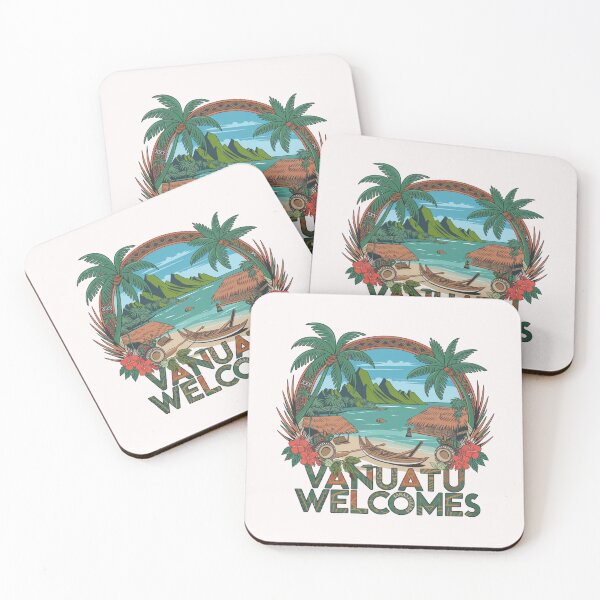 Item preview, Vanuatu Welcomes Flag Map Yasur volcano, Efate island, designed and sold by AnimalsDH305.