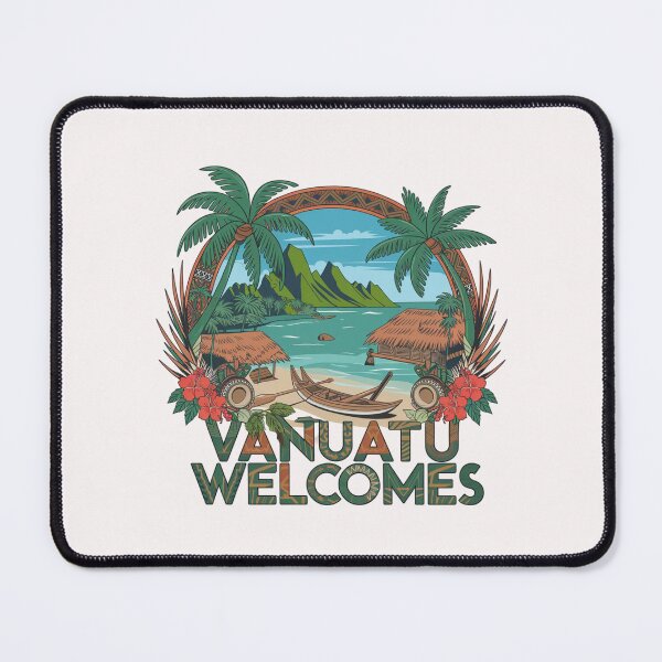 Item preview, Vanuatu Welcomes Flag Map Yasur volcano, Efate island,  designed and sold by AnimalsDH305.