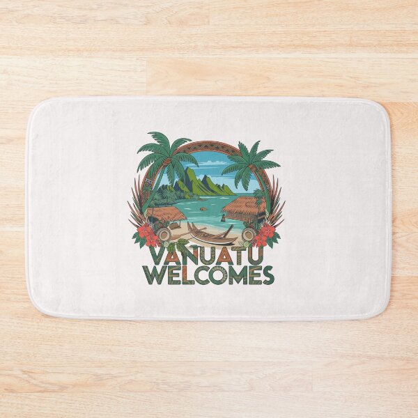 Item preview, Vanuatu Welcomes Flag Map Yasur volcano, Efate island,  designed and sold by AnimalsDH305.