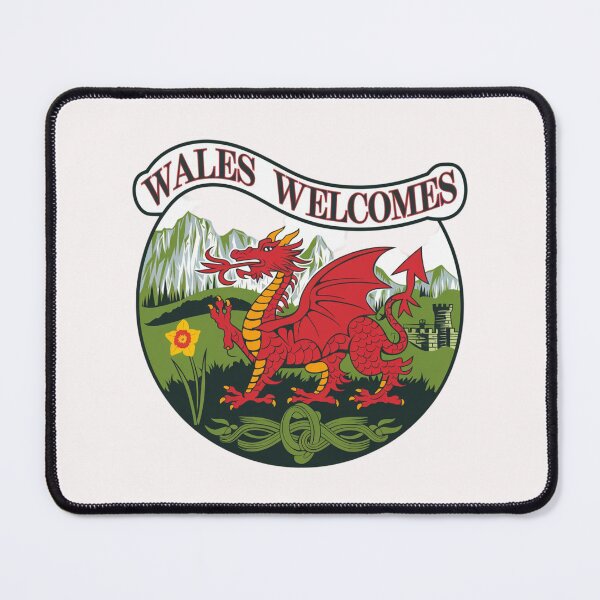 Item preview, Wales Welcomes Flag Map Dragon, Cardiff, Conwy  designed and sold by AnimalsDH305.