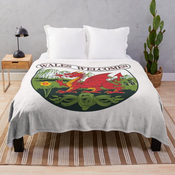 Item preview, Wales Welcomes Flag Map Dragon, Cardiff, Conwy designed and sold by AnimalsDH305.