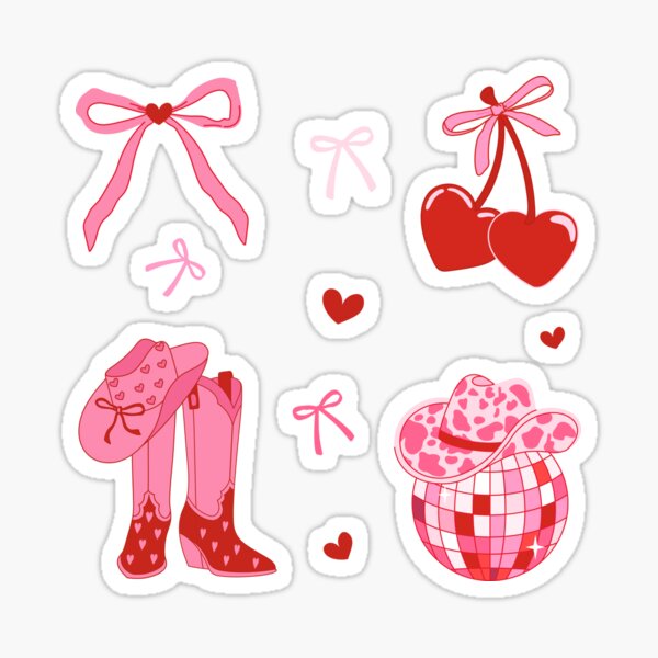 Item preview, Disco Cowgirl Pack. Pink cowboy boot, disco ball, cherry, bows and cowgirl hat.  designed and sold by CoCoArt-Ua.