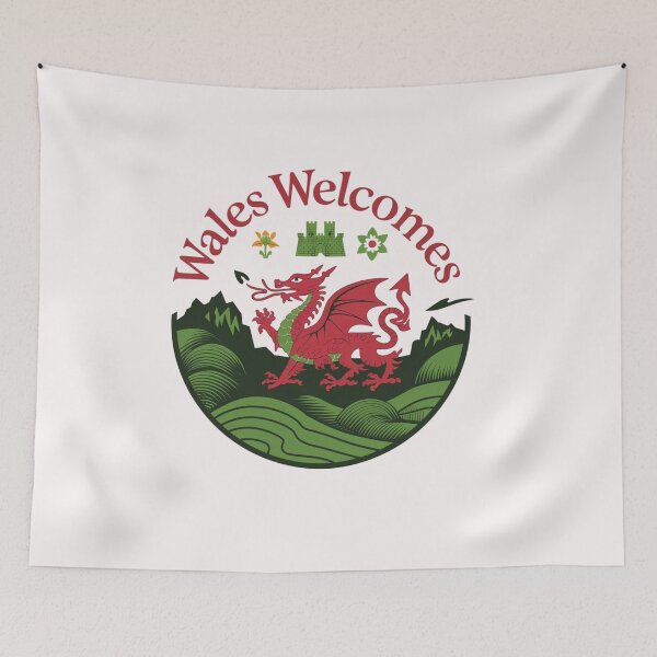 Item preview, Wales Welcomes Flag Map Dragon, Cardiff, Conwy  designed and sold by AnimalsDH305.