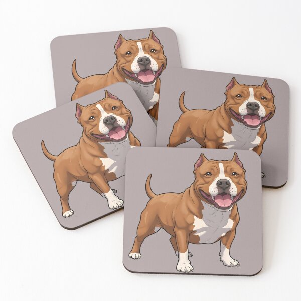 Item preview, Happy Pit Bull: Detailed Dog Art on Battleship Grey designed and sold by Brendan Arthur Ring.