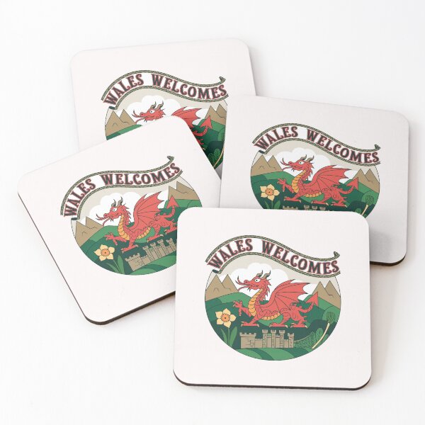 Item preview,  Wales Welcomes Flag Map Dragon, Cardiff, Conwy  designed and sold by AnimalsDH305.