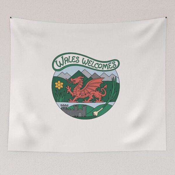 Item preview, Wales Welcomes Flag Map Dragon, Cardiff, Conwy  designed and sold by AnimalsDH305.