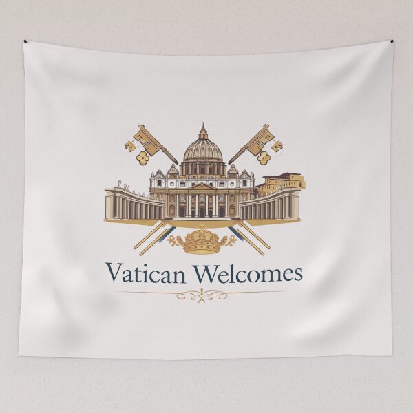 Item preview, Vatican Welcomes Flag Map St. Peter's Basilica, St. Peter's designed and sold by AnimalsDH305.