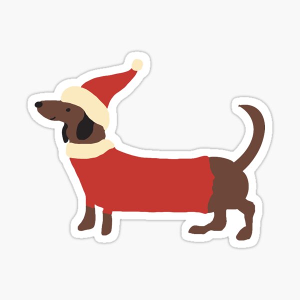 Item preview, Christmas Dachshund Red Sticker designed and sold by Shell Doodles Art.