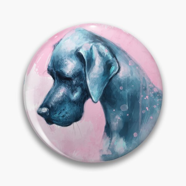 Item preview, Artistic Painting of Blue Majestic Looking Great Dane on a Pink Background designed and sold by ibadishi.