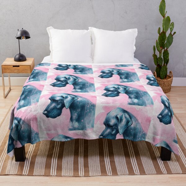 Item preview, Artistic Painting of Blue Majestic Looking Great Dane on a Pink Background designed and sold by ibadishi.