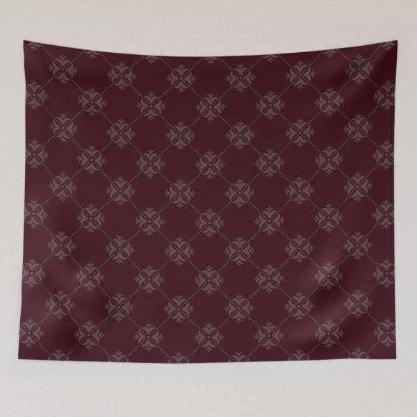Item preview, Monochrome Red Ethnic Floral Diagonal Geometric Square Grid Pattern designed and sold by BWDecorPattern.