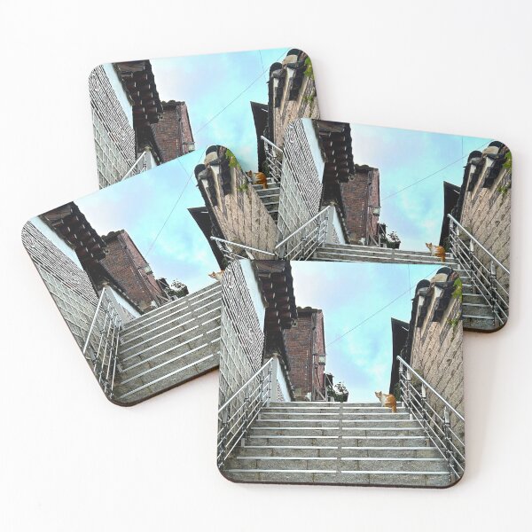 Item preview, Cat at the Top of Stairs in Bukchon Hanok Village - Seoul, South Korea designed and sold by YemmyZImages.