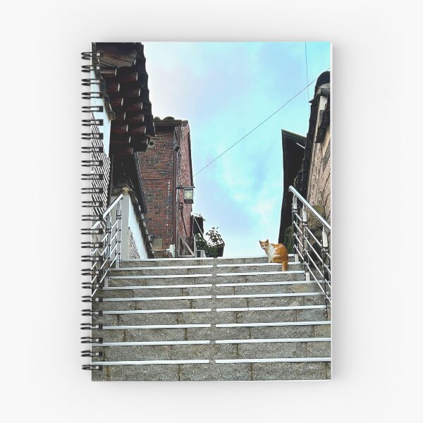 Item preview, Cat at the Top of Stairs in Bukchon Hanok Village - Seoul, South Korea designed and sold by YemmyZImages.