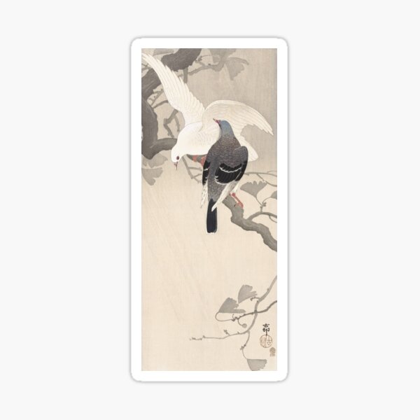Vista previa del artículo con la obra «Palomas Ukiyo-e de Ohara Koson», diseñado y vendido por Chiepy’s Tiny Gallery.