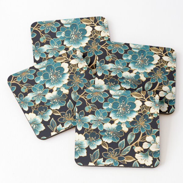 Item preview, Regal Teal & Gold Floral Splendor | Jewelry-Inspired Botanical Art designed and sold by Juliette Ozkalfayan.