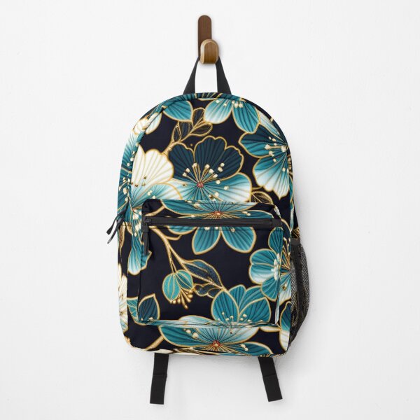 Item preview, Regal Teal & Gold Floral Splendor | Jewelry-Inspired Botanical Art designed and sold by Juliette Ozkalfayan.
