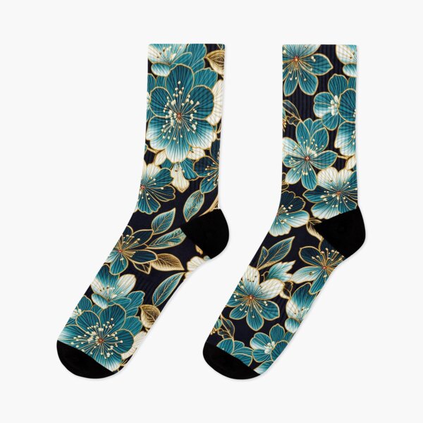 Item preview, Regal Teal & Gold Floral Splendor | Jewelry-Inspired Botanical Art designed and sold by Juliette Ozkalfayan.