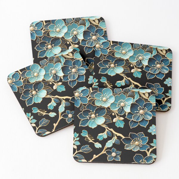 Item preview, Elegant Teal & Gold Floral Splendor | Jewelry-Inspired Botanical Art designed and sold by Juliette Ozkalfayan.