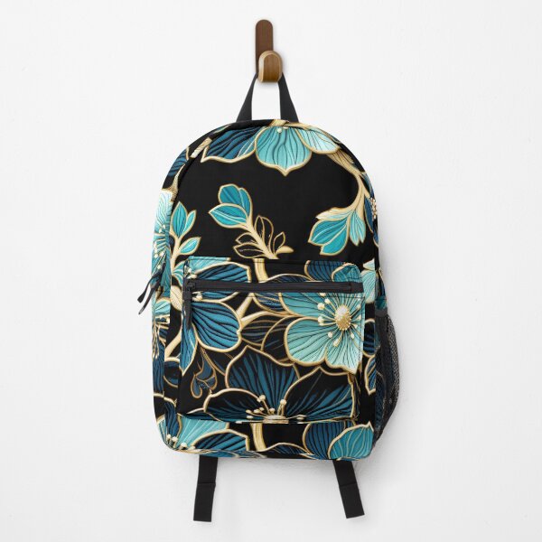 Item preview, Elegant Teal & Gold Floral Splendor | Jewelry-Inspired Botanical Art designed and sold by Juliette Ozkalfayan.