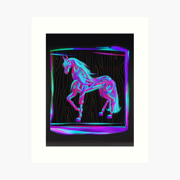 Item preview, Neon Wooden Equine Horse – Cyberpunk Fantasy Art designed and sold by Timeless Design.