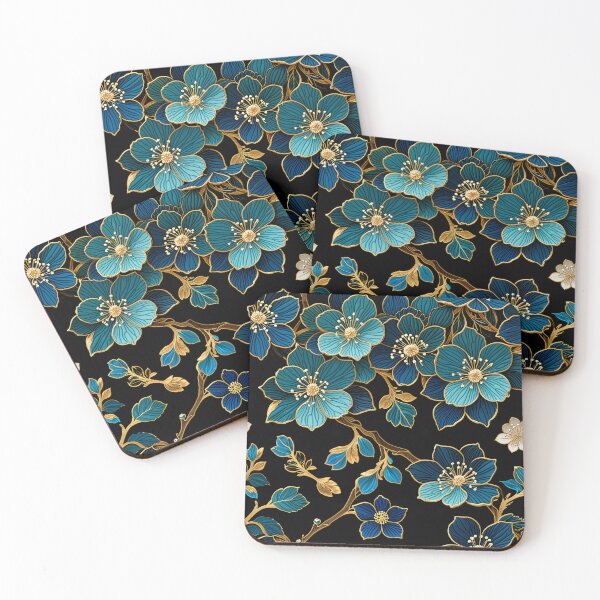 Item preview, Colorful Teal & Gold Floral Splendor | Jewelry-Inspired Botanical Art designed and sold by Juliette Ozkalfayan.