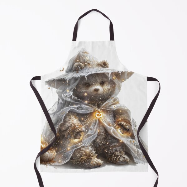 Item preview, Сute enchanted bear dressed as a witch with glowing details. Whimsical Halloween teddy bear in a mystical wizard cloak designed and sold by Anastasiia Yurevych.