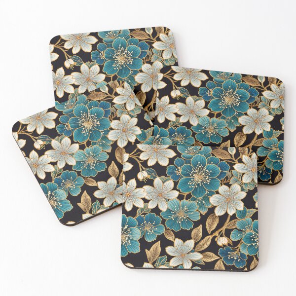 Item preview, Majestic Teal & Gold Floral Design | Jewelry-Inspired Botanical Elegance designed and sold by Juliette Ozkalfayan.