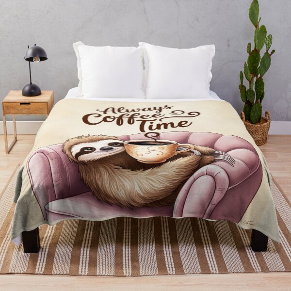 Item preview, Always Coffee Time cute Sloth design illustration designed and sold by Vintage Designs +.