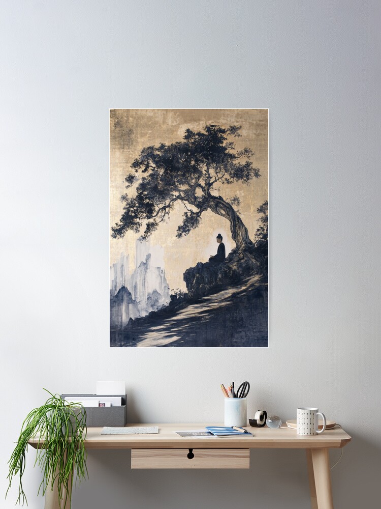Thumbnail 1 of 3, Poster, Zen Buddha and Bodhi Tree designed and sold by Anova-Prints.