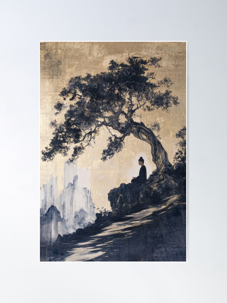 Thumbnail 2 of 3, Poster, Zen Buddha and Bodhi Tree designed and sold by Anova-Prints.
