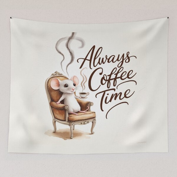 Item preview,  Always Coffee Time cute Mouse design illustration designed and sold by Vintage Designs +.