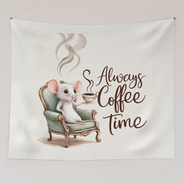Item preview, Always Coffee Time cute Mouse design illustration designed and sold by Vintage Designs +.