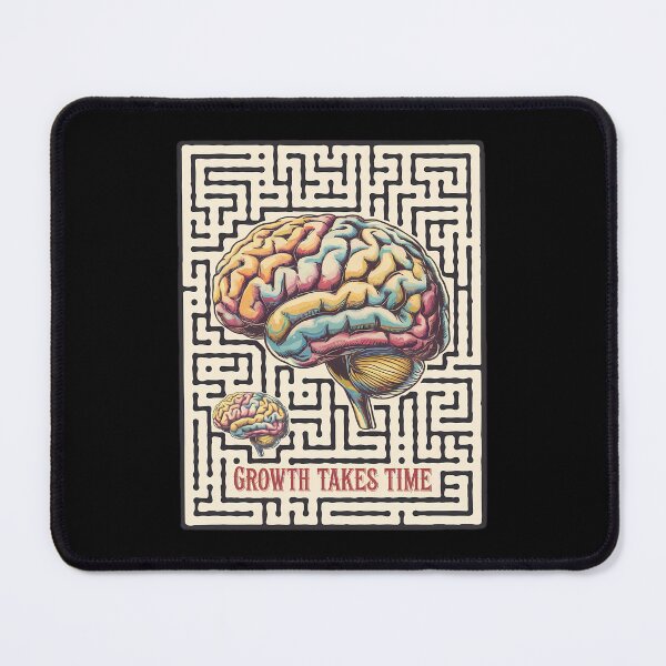 Item preview, Growth Takes Time – Vintage Maze and Brain Illustration designed and sold by ViviNyks.