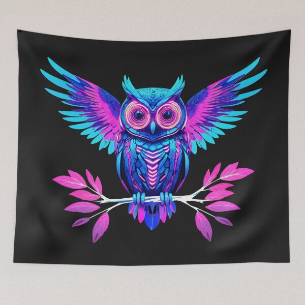 Item preview, Neon Owl Glow – Vibrant Psychedelic Owl Art on Branch designed and sold by UniversalFlair.