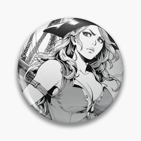 Item preview,  Vintage Manga style Red Head Pirate Queen Anne Bonney vintage Anime Manga Illustration designed and sold by Vintage Designs +.