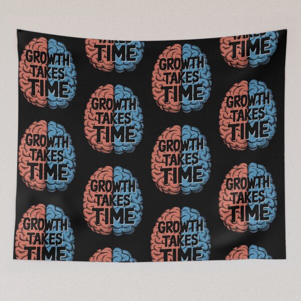 Item preview, Growth Takes Time – Split Brain Retro Illustration designed and sold by ViviNyks.