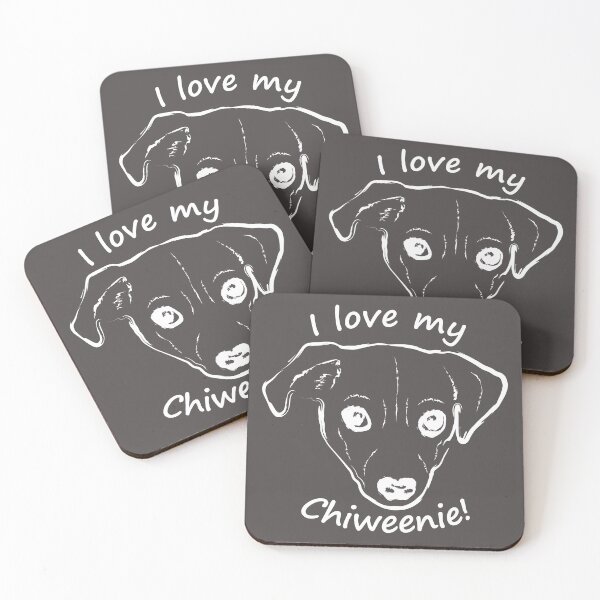 Item preview, I love my Chiweenie, minimalist line graphic in white designed and sold by BandR-Tees.