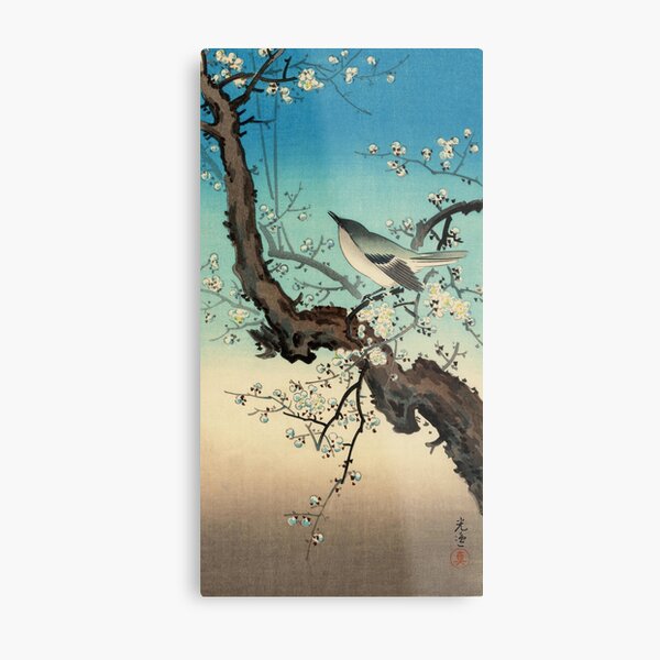 Aperçu de l'œuvre Ukiyo-e Prune et Paruline par Tsuchiya Koitsu créée et vendue par Chiepy’s Tiny Gallery.