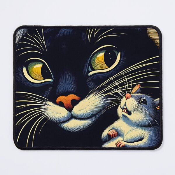 Item preview, Black cat Dark fur Intense gaze illustration art designed and sold by  Mudikeys.