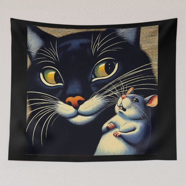 Item preview, Black cat Dark fur Intense gaze illustration art designed and sold by  Mudikeys.