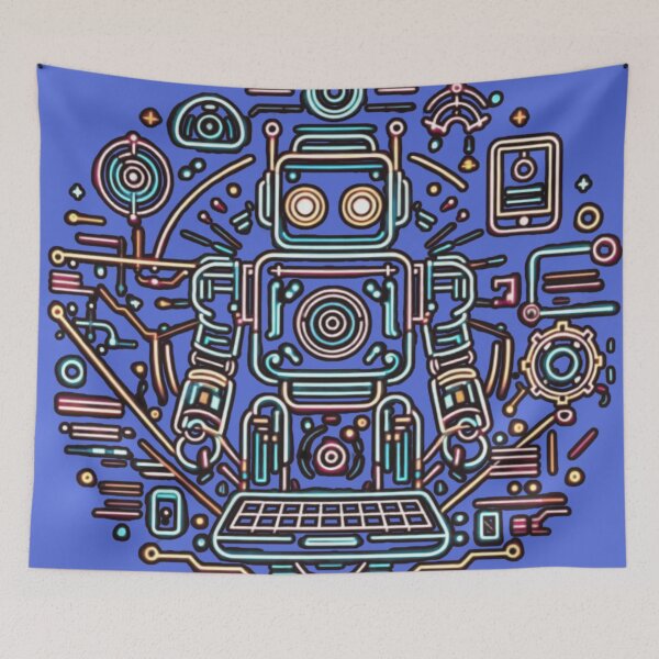 Item preview, Futuristic Neon Lights & Robots designed and sold by byvarol.