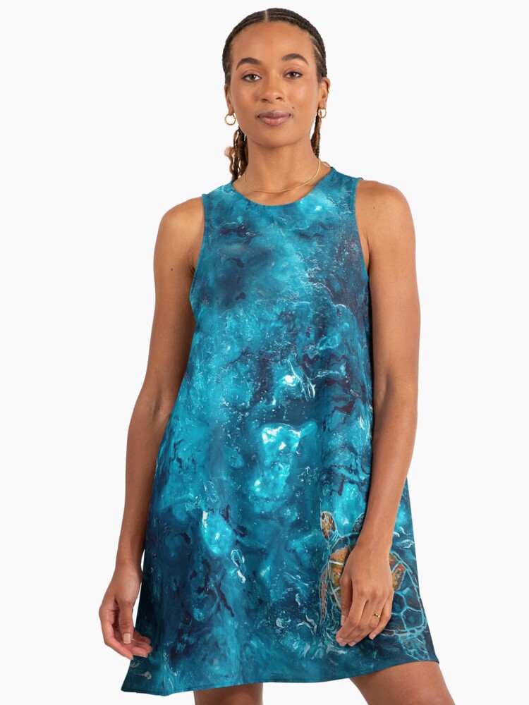 blue dress for baby girl Aqua Linen Azura Midi Dress