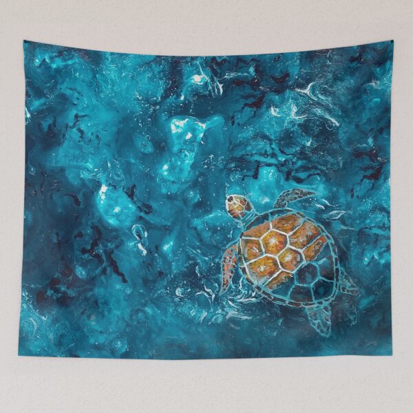 Item preview, Painted Turtle In Aqua Waters designed and sold by Nicola Morgan.