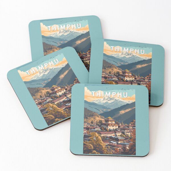 Item preview, Thimphu Bhutan Illustration Travel Art Vintage designed and sold by KrisSidDesigns.